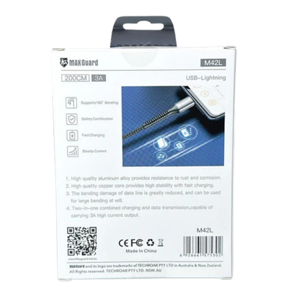 Maxguard 2m USB-A to Lightning cable M42L
