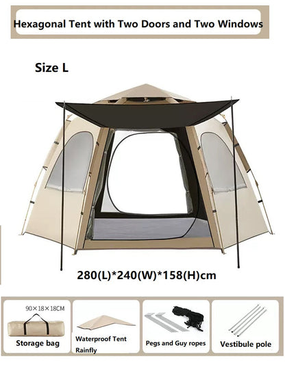 Hexagonal Camping Tent - Durable, Quick Setup JLP5467 ECOTREK