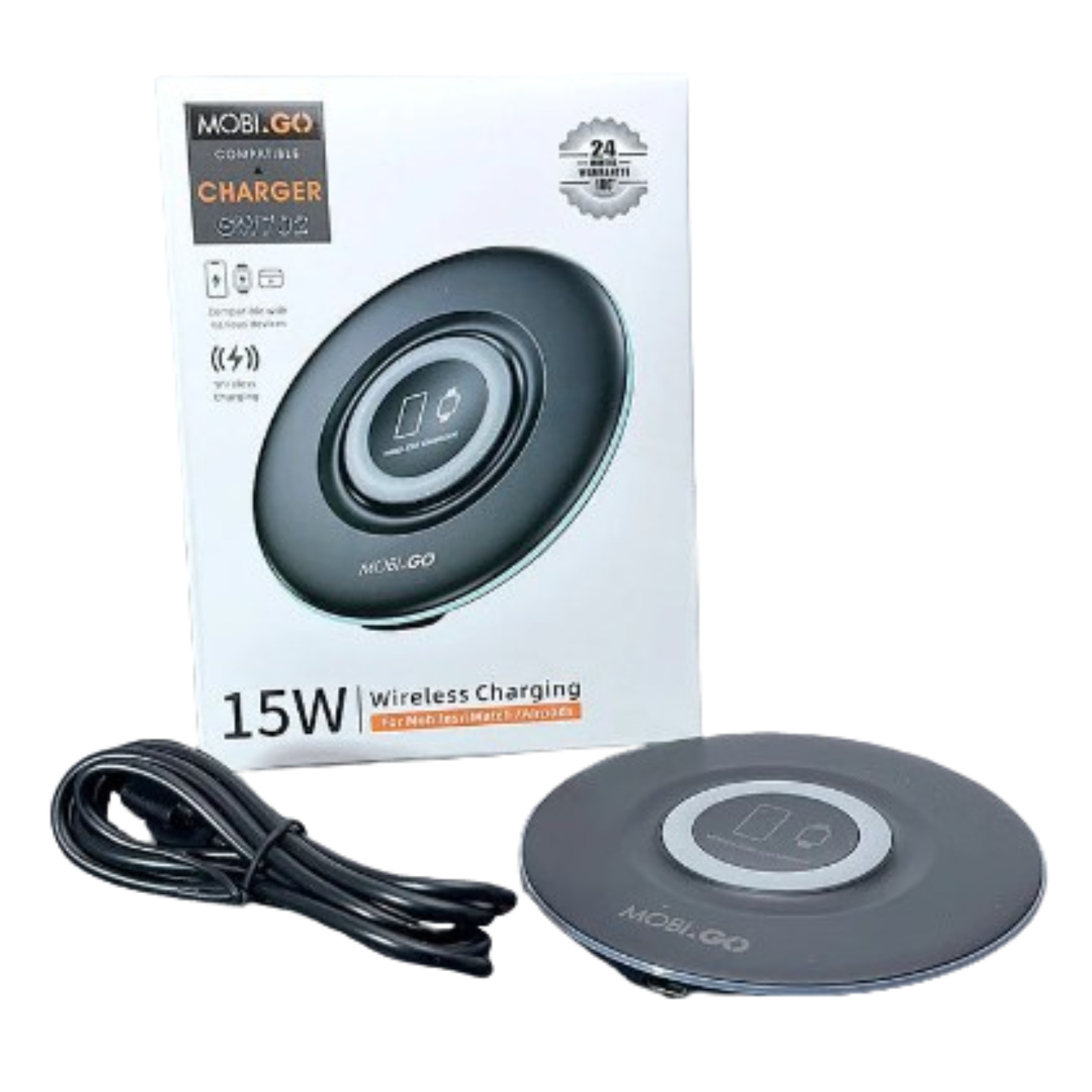 Mobigo 15W Wireless Charger (Designed for phones, smart watches & Airpods) 9eight5