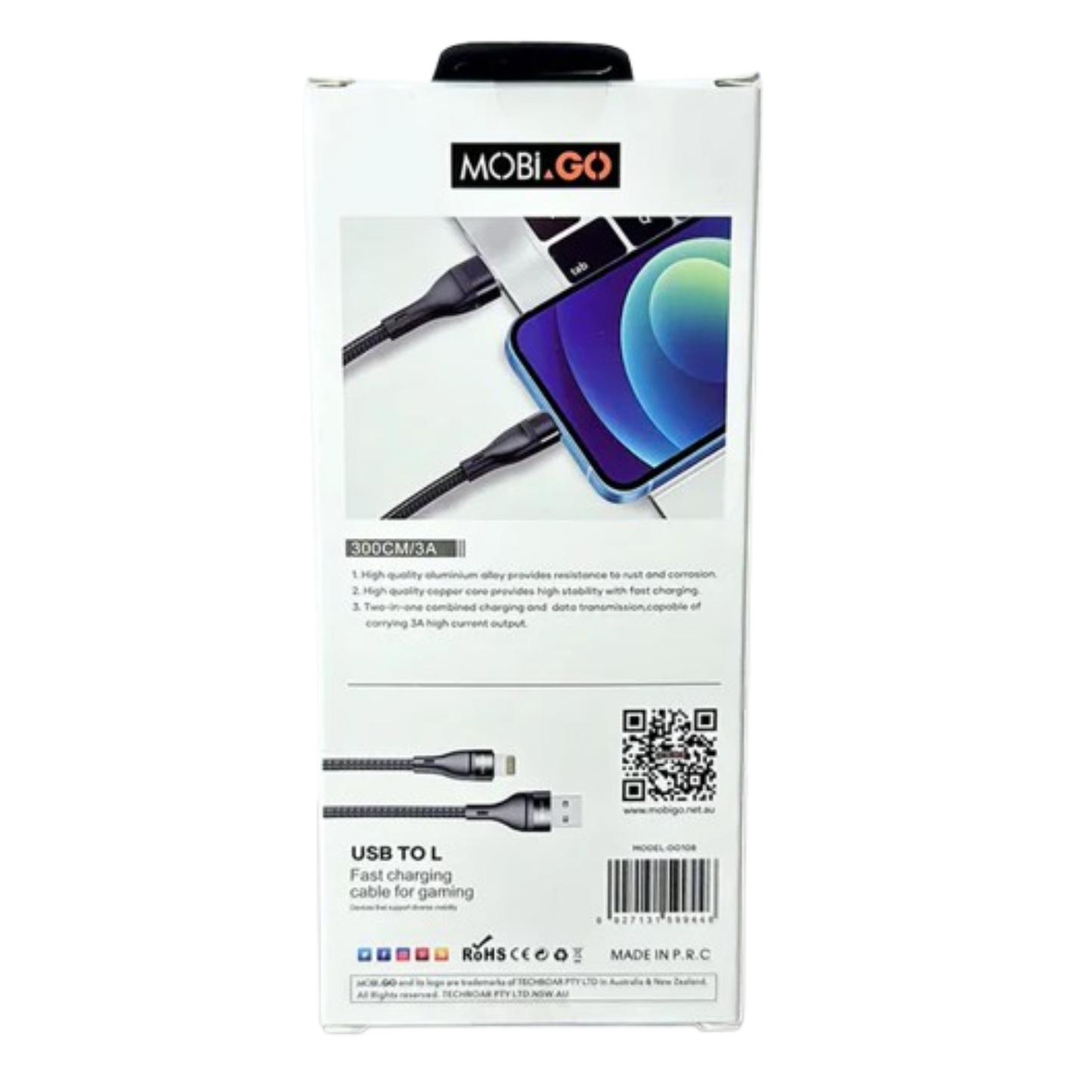 Mobigo 3m USB-A to Lightning cable GO108