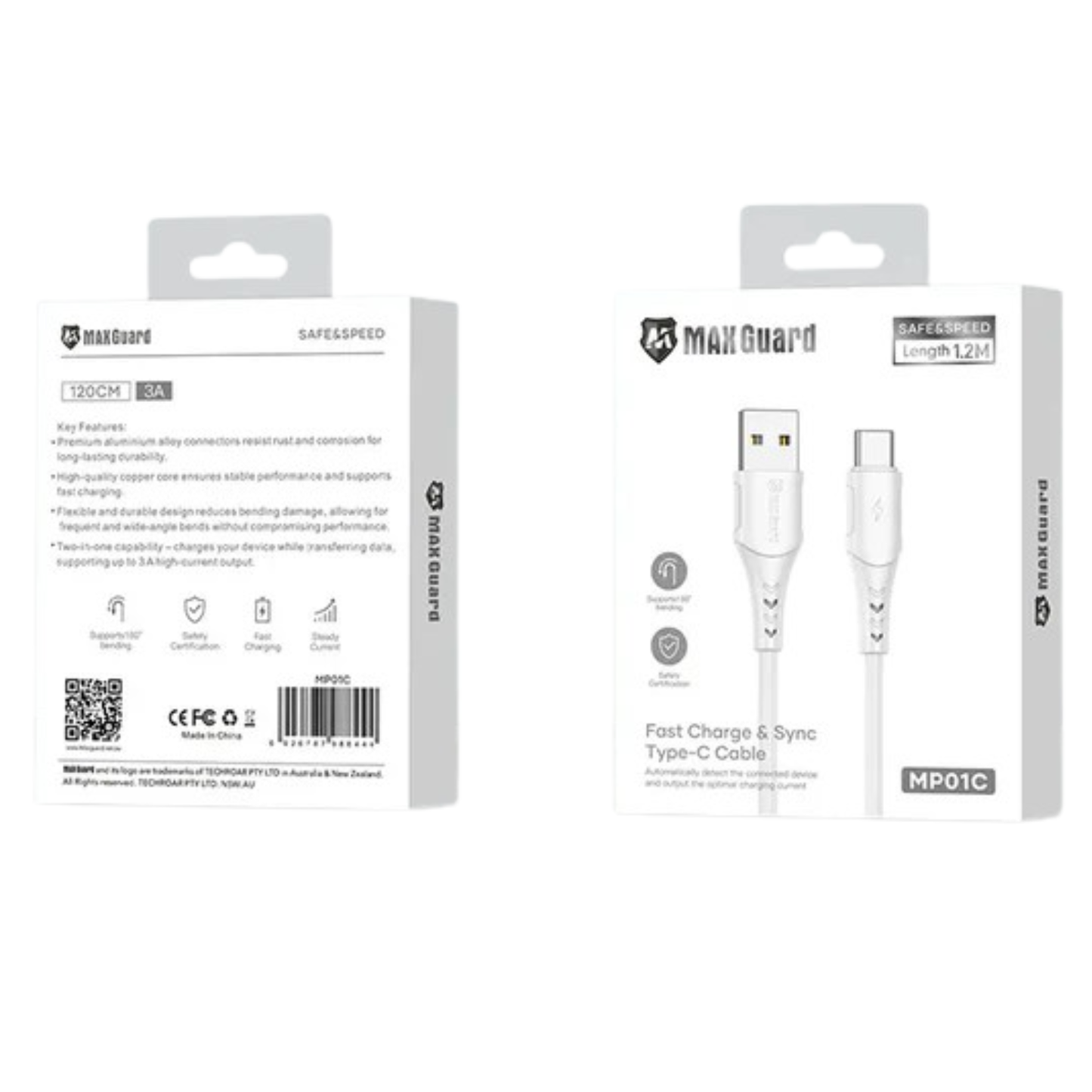 Maxguard 1.2m USB-A to C Cable MP01C