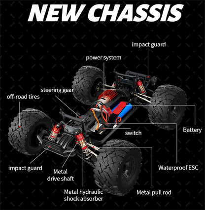 Dealonlinenz 1:10 scale 4WD electric RC Truggy off-road vehicle with high-speed design, rugged tires, and vibrant color scheme.