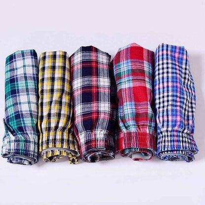 Men's Cotton Plaid Boxer Shorts - Elastic Waist | Breathable Underwear | Assorted Colours | M–3XL