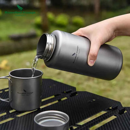 Titanium Outdoor Water Bottle - 1000ml/1L Lightweight Camping Flask | Leak-Proof Hiking Bottle