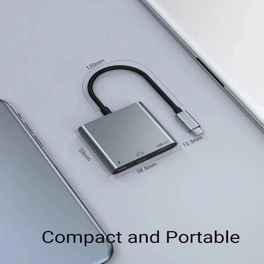 9eight5 USB 3.1-C Type-C to hub adapter showing a compact electronics accessory with multiple ports for device connectivity.