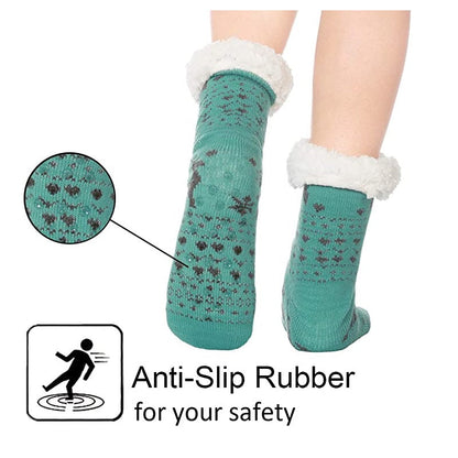 4 Pairs Womens Slipper Fuzzy Socks Winter Super Warm Soft Socks with Grippers dealonline.co.nz