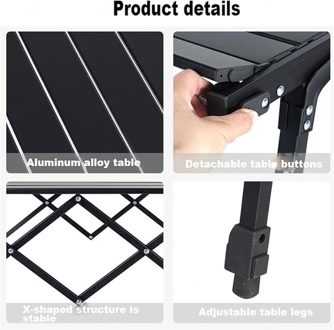 Aluminium Height Adjustable Egg Roll Camping Table – Portable Outdoor Table 89cm ECOTREK