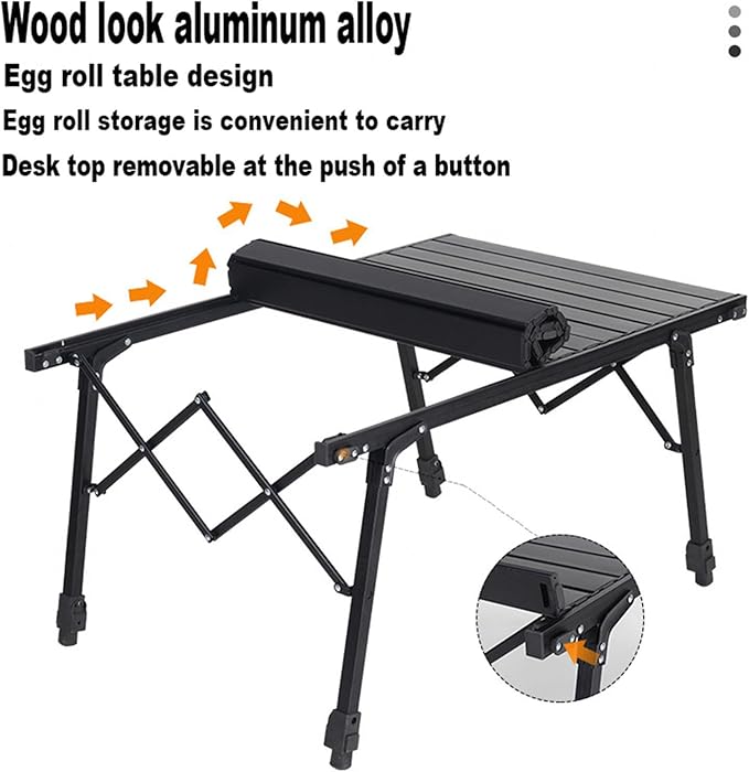 Aluminium Height Adjustable Egg Roll Camping Table – Portable Outdoor Table 89cm ECOTREK