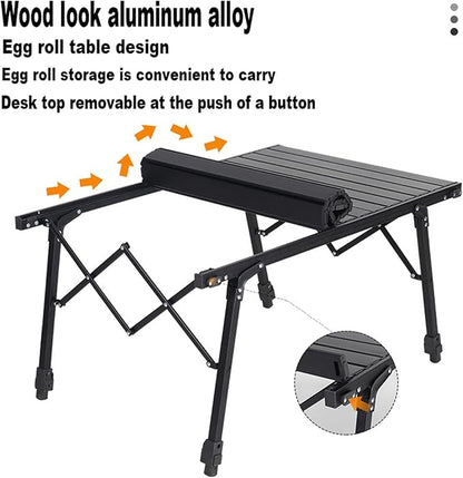 Aluminium Height Adjustable Egg Roll Camping Table – Portable Outdoor Table 89cm ECOTREK