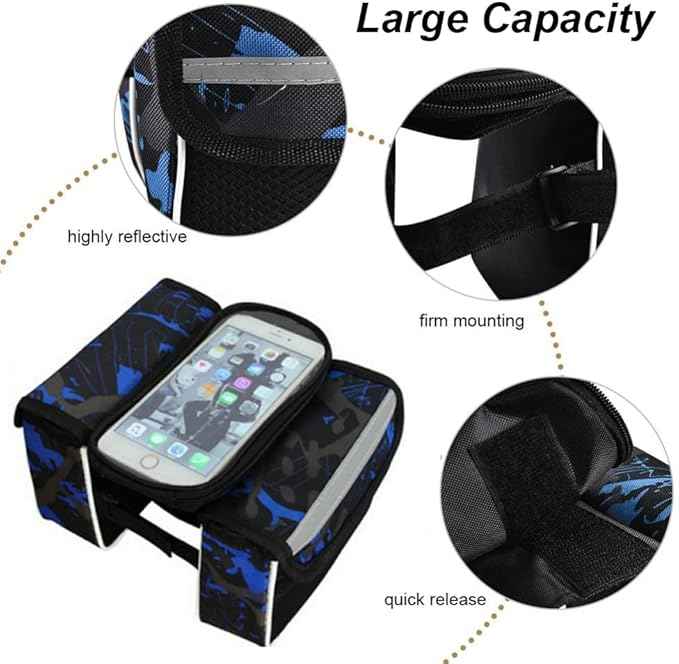 ECOTREK Waterproof Bicycle Frame Bag – Bike Phone Holder with Touchscreen JS71801