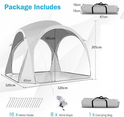 Party Tent Gazebo / Canopy / Family Tent – UPF50+ 320 × 320 × 205(H)cm ECOTREK