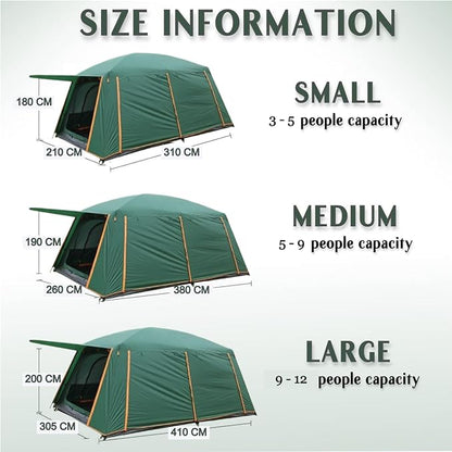 Family Tent –Double layers Waterproof-3 Size Two Colours Aavailable ECOTREK