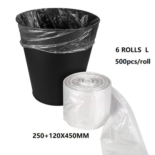 (6 Rolls/1ctn) L(250+120X450MM) Clear Trash Bag Rubbish， 500pcs/roll dealonline.co.nz