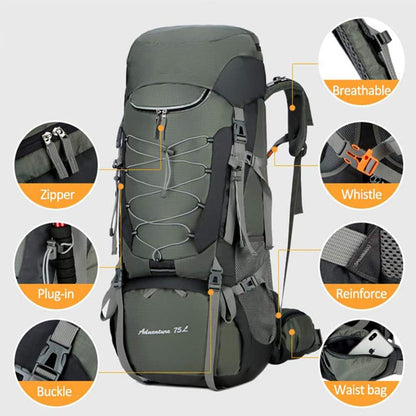 75L Camping & Hiking Backpack – Outdoor Travel Mountaineering Pack with Rain Cover ECOTREK