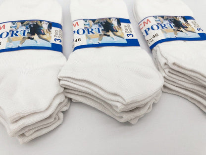 (12 Pairs) Thin Ankle Socks - WHITE - M7-11/ W8-12 dealonline.co.nz