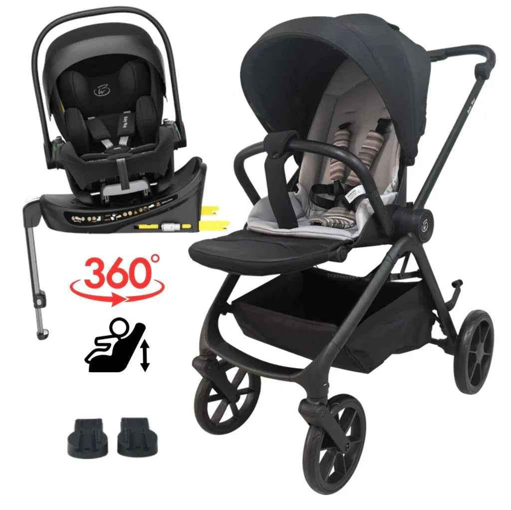 Crown Y Luxury Travel System - Reversible Stroller + Reclining i-Size Capsule + Rotating ISOFIX Base