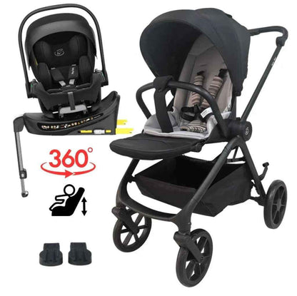 Crown Y Luxury Travel System - Reversible Stroller + Reclining i-Size Capsule + Rotating ISOFIX Base