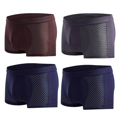 Men's Modal Boxer Shorts — Breathable Mesh Mid-Waist Underwear | Single & 4-Pack - ShopHub