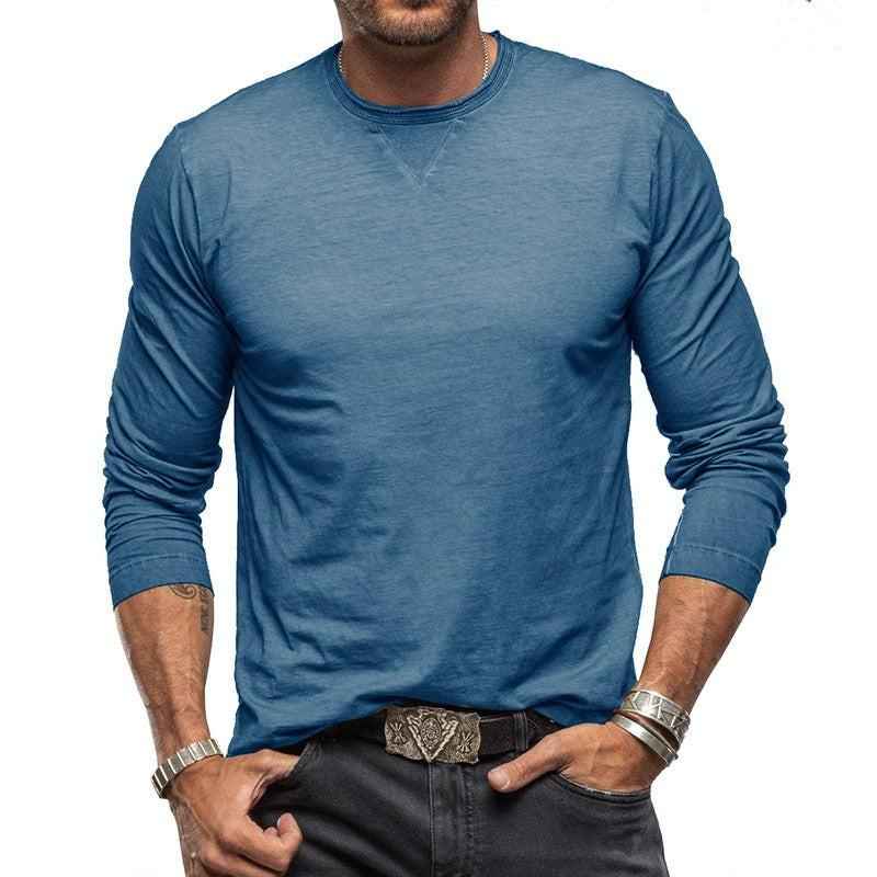 Men's Long Sleeve Cotton T-Shirt - Soft Combed Crew Neck | Casual Everyday Wear