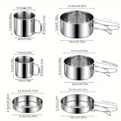 Outdoor Cookware Set - 304 Stainless Steel Camping Utensils Kit ECOTREK