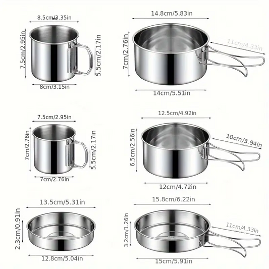 Outdoor Cookware Set - 304 Stainless Steel Camping Utensils Kit ECOTREK