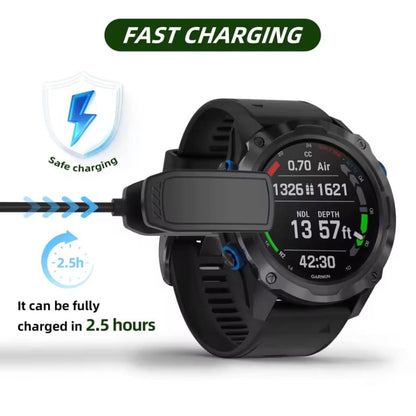Garmin Descent watch series charger from That Watch Shop, compact charging dock for Garmin dive watches and fitness devices.