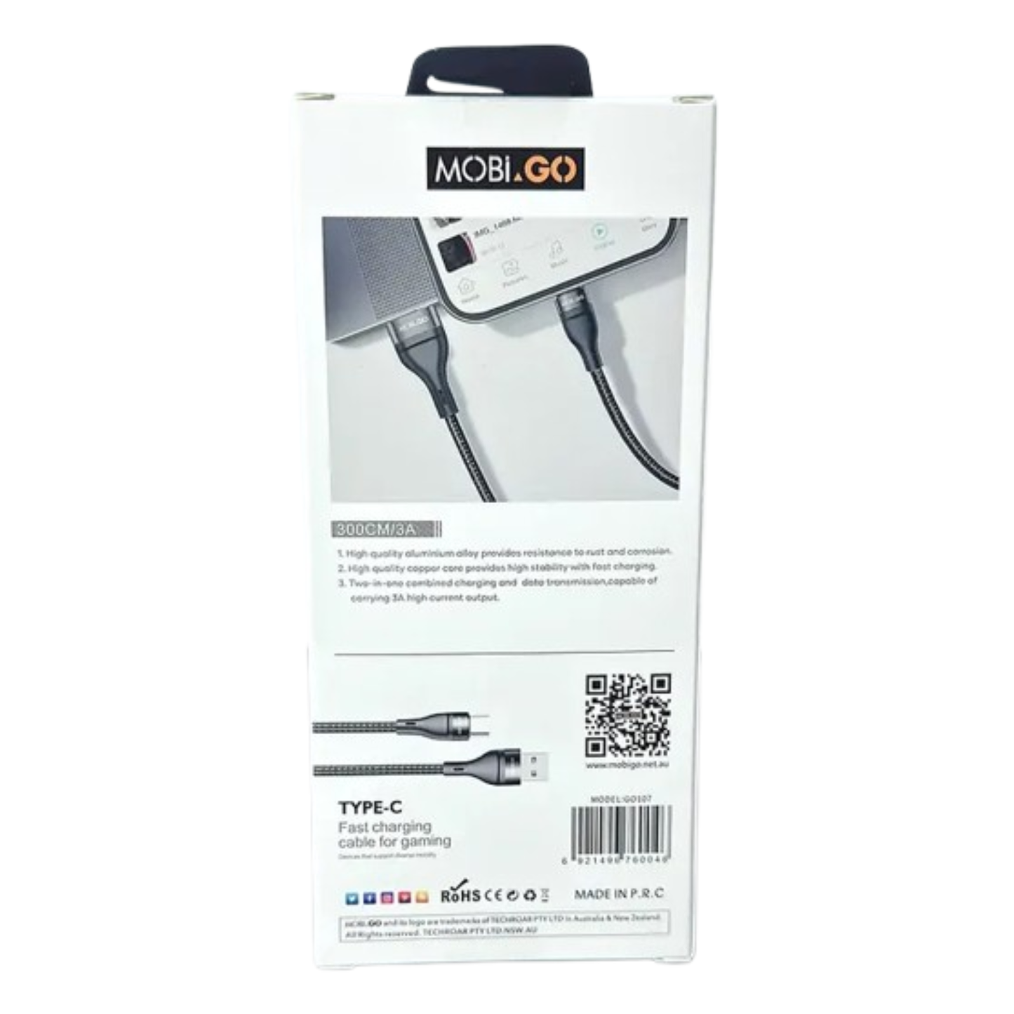 Mobigo 3m USB-A to C cable GO107