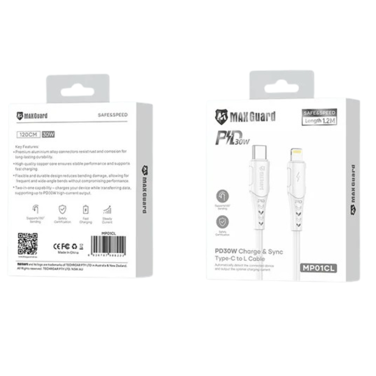 Maxguard 1.2m 30W Type-C to Lightning Cable MP01CL