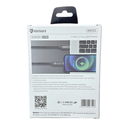 Maxguard 1m 27W Type-C to Lightning Cable M51CL