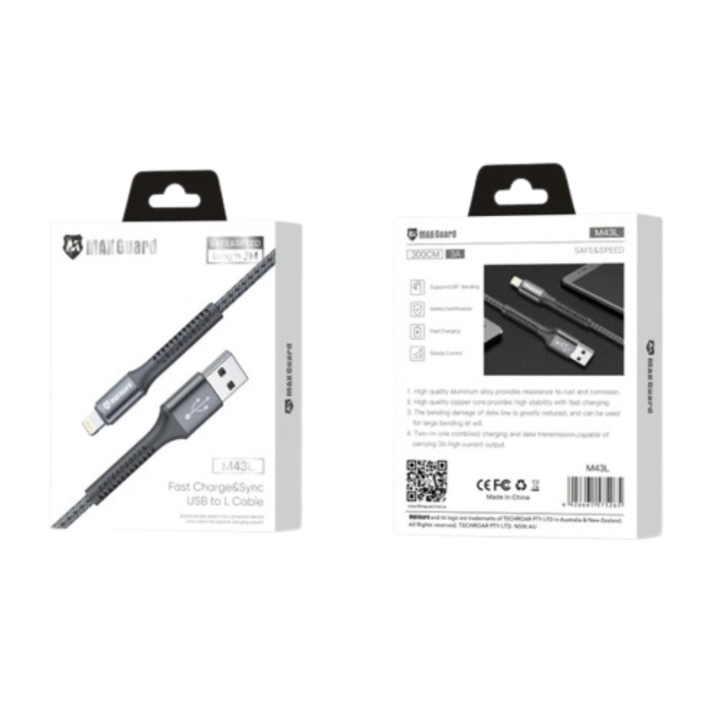 Maxguard 3m USB-A to Lightning cable M43L