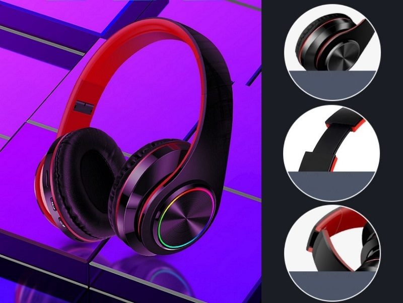 BLUE Wireless bluetooth Headset Headphones Foldable Stereo Earphones LED Super dealonline.co.nz