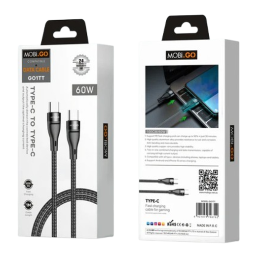 Mobigo 1m 65W Type-C to C cable GO1TT
