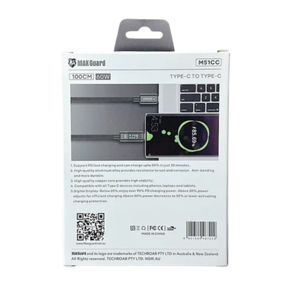 Maxguard 1m 60W Type-C to C Cable M51CC