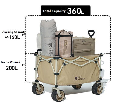MOBI GARDEN Outdoor Camping trolley - Portable, Four-Way Folding, 200L Capacity Utility Cart ECOTREK