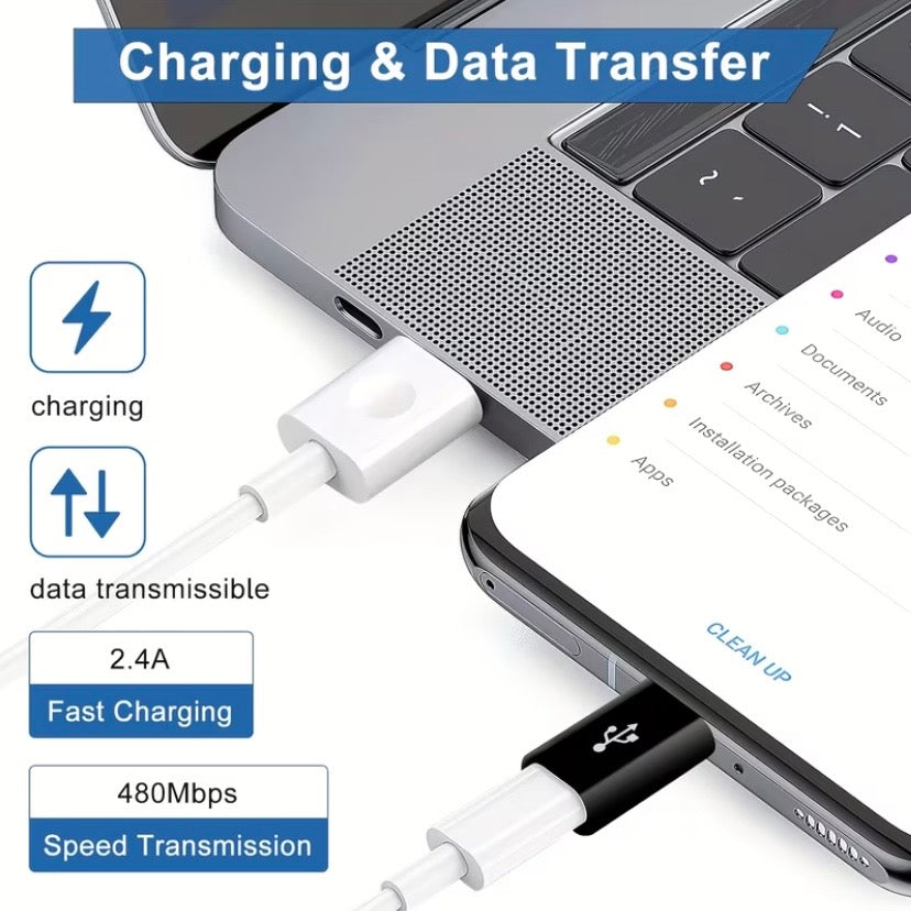 Micro USB to Type C Adapter (White)