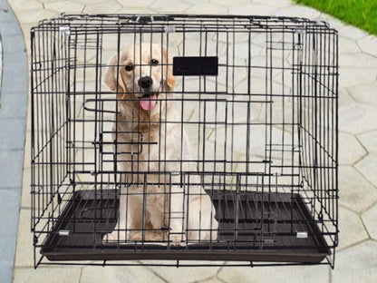 BLACK 70x50x60cm Pet Cage - 70CM Wide Collapsible Metal Pet Cage dealonline.co.nz