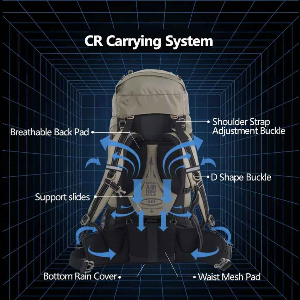 70L Waterproof Hiking Backpack - Large Capacity Outdoor Rucksack with Rain Cover | Mountaineering Pack