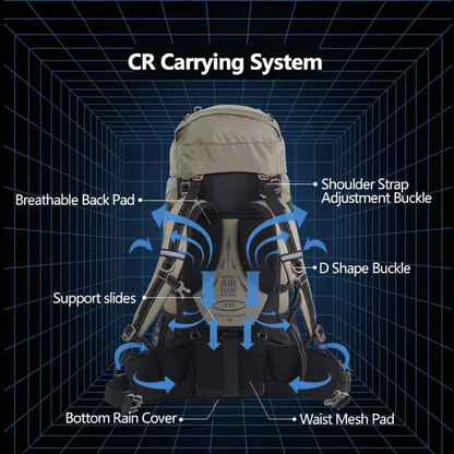 70L Waterproof Hiking Backpack - Large Capacity Outdoor Rucksack with Rain Cover | Mountaineering Pack