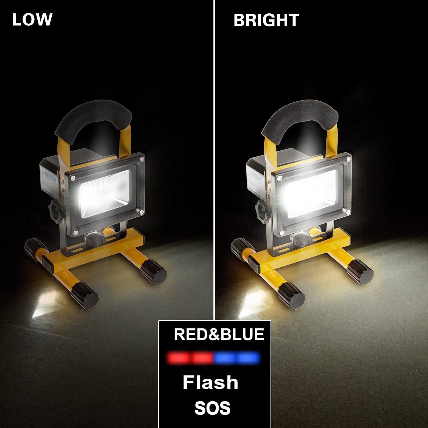 Rechargeable portable LED work light with stand, 50W, water-resistant, 30 LEDs, by dealonline.nz, suitable for work and outdoor use.