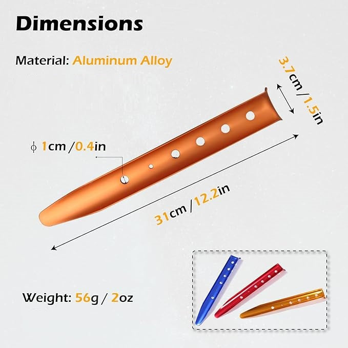 ECOTREK Snow & Sand Tent Stakes – 31cm Aluminum U-Shaped Pegs for Camping & Beach JP5604 ECOTREK
