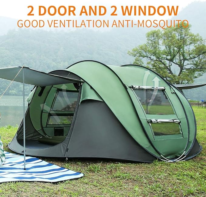 Boat-Shaped Pop-Up Camping Tent Large 280(L) x 200 (W) x 120(H)cm ECOTREK