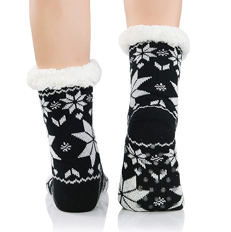 4 Pairs Womens Slipper Fuzzy Socks Winter Super Warm Soft Socks with Grippers dealonline.co.nz