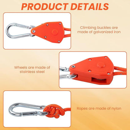 ECOTREK Reflective Ratchet Guy Ropes – Adjustable Tent Tie Down Ropes with Pulley JP5687 - ShopHub