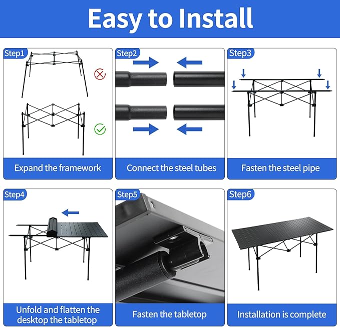 120 cm Portable Folding Camping Table – Roll-Up Outdoor Cooking & Picnic Table ECOTREK