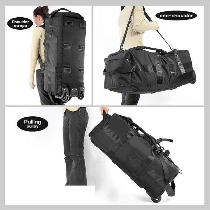 Rucksack with Wheels 80L Rolling Duffle Bag with Wheels 31" Foldable Travel Duffel  Versatile 2-in-1 CP1234
