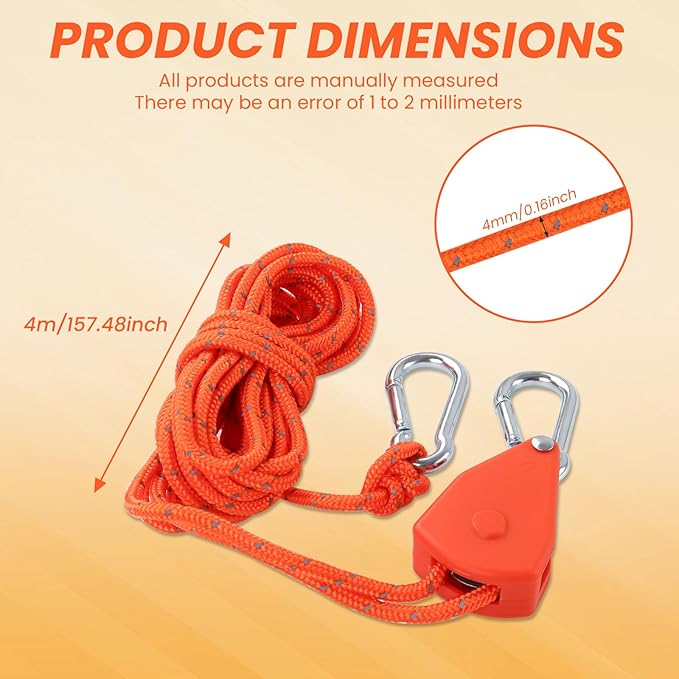 ECOTREK Reflective Ratchet Guy Ropes – Adjustable Tent Tie Down Ropes with Pulley JP5687 - ShopHub