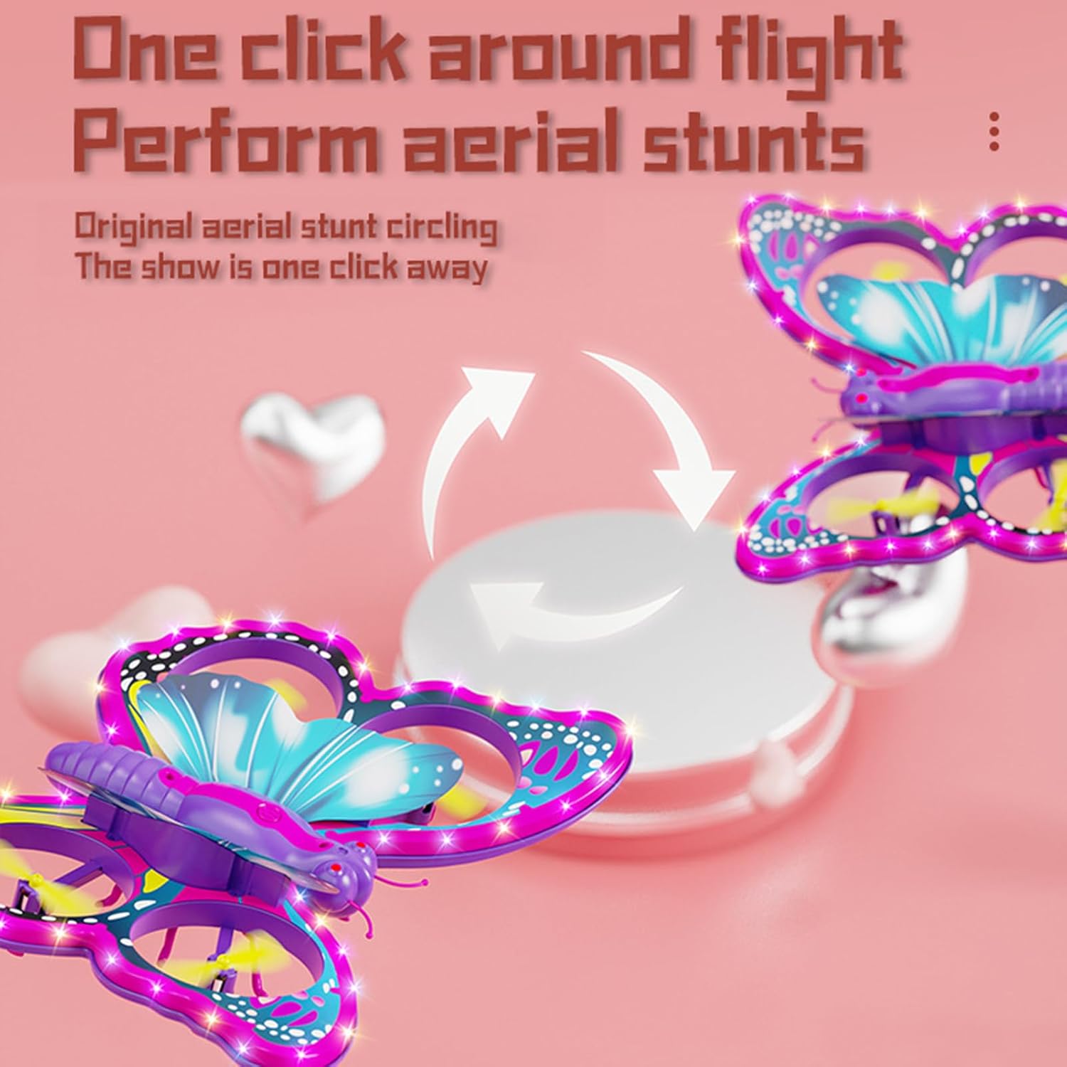2.4GHz RC Butterfly Drone by dealonline.co.nz showing a white quadcopter with 3D flip capability and gravity sensing features.