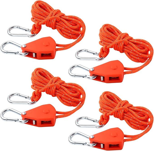 ECOTREK Reflective Ratchet Guy Ropes – Adjustable Tent Tie Down Ropes with Pulley JP5687 - ShopHub
