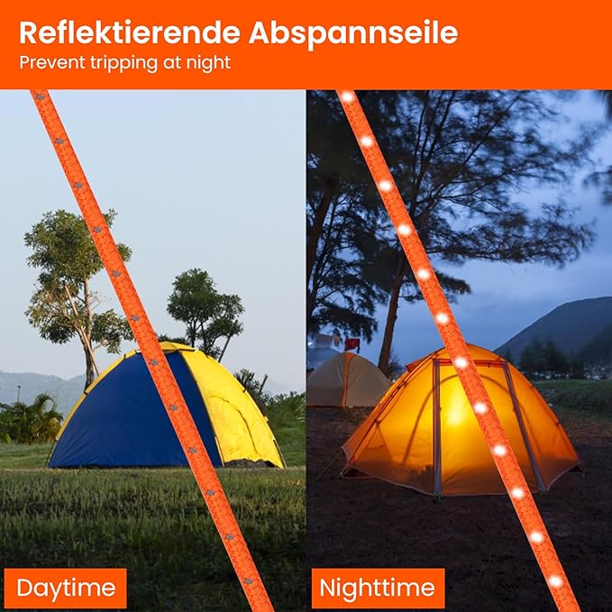 ECOTREK Reflective Ratchet Guy Ropes – Adjustable Tent Tie Down Ropes with Pulley JP5687 - ShopHub