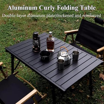 Aluminium Height Adjustable Egg Roll Camping Table – Portable Outdoor Table 89cm ECOTREK